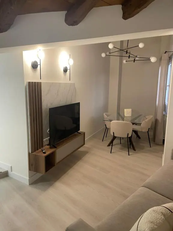 Apartamentos Hartzenbusch en el centro de Teruel salon comedor con tv